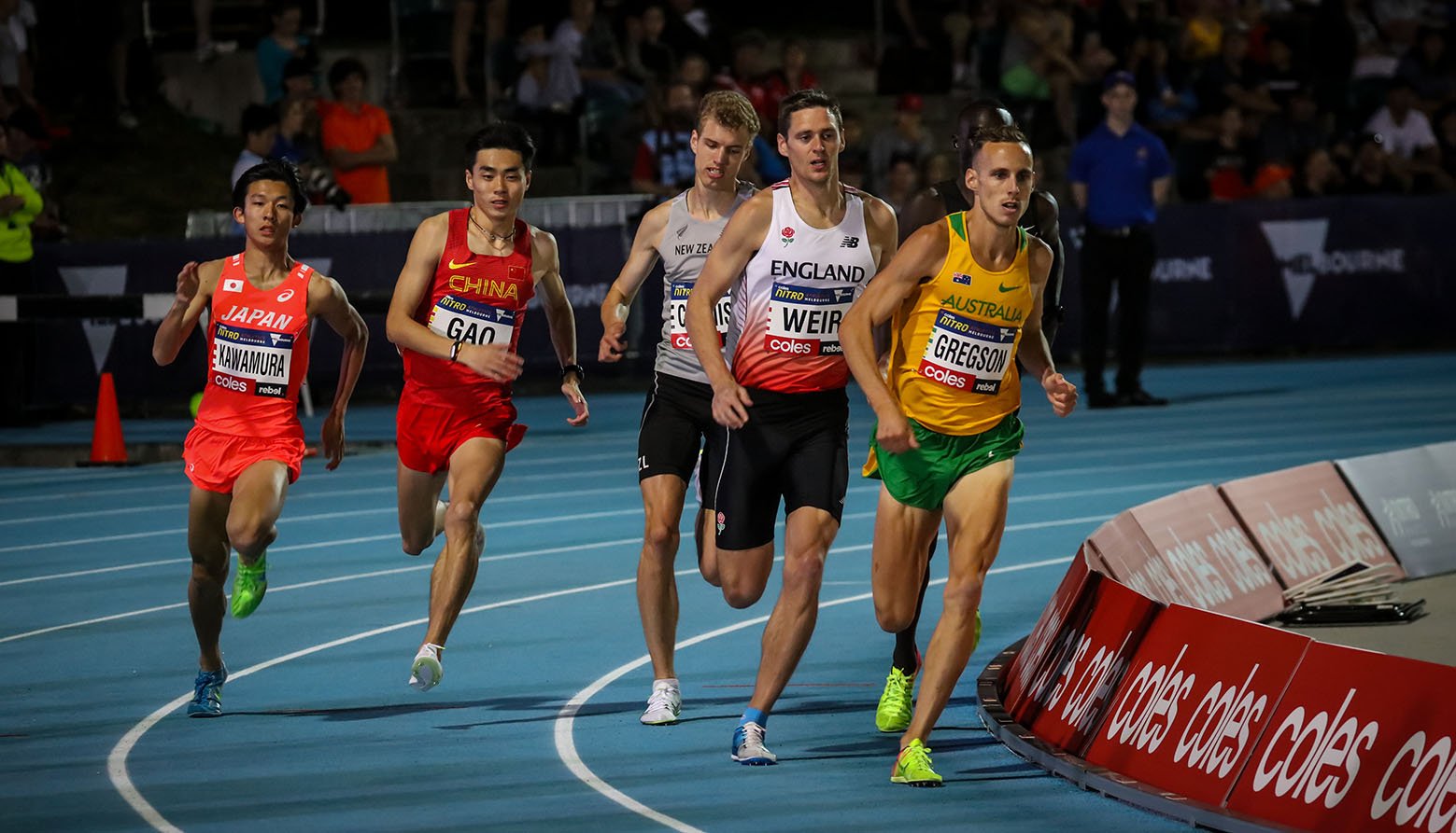 MELBOURNE, AUSTRALIA - FEBRUARY 9: Ryan Gregson of Team Australia in the men's 1 mile elimination on night 2 of Nitro Athletics on February 9 2017